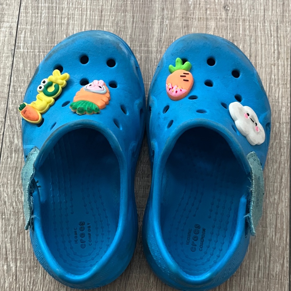 CROCS Kids Blue Water Shoes with Cute Charms